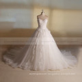 Dressy Princess Sweet Heart A-line Lace Beads Handmade Flowers Big Long Train Wedding Dress